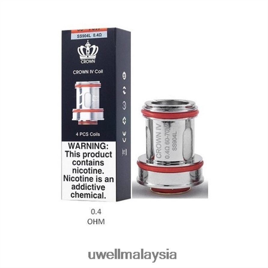 UWELL Kuala Lumpur - X6BB62183 UWELL CROWN 4 gegelung gantian (4 pek) gegelung dwi 0.4ohm