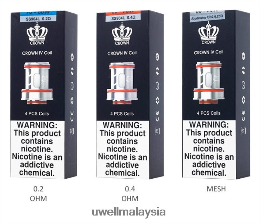 UWELL Kuala Lumpur - X6BB62183 UWELL CROWN 4 gegelung gantian (4 pek) gegelung dwi 0.4ohm