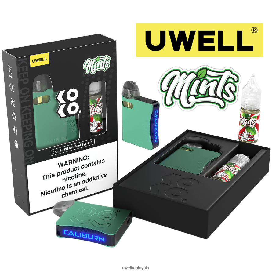 UWELL Review - X6BB62246 UWELL CALIBURN AK3 kit + pod a3s 0.8ohm (x2) + wap ayah 10ml garam 50mg crl: pink/flv: berry medly lemonade