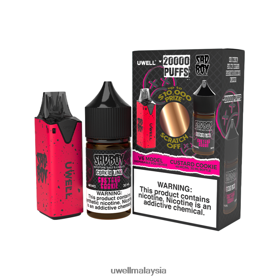 UWELL Online Shop - X6BB62220 UWELL V6 alat pakai buang + jus daddy's vapor 30ml - collab bundle clr: kuning/flv: kegilaan tembikai 50mg