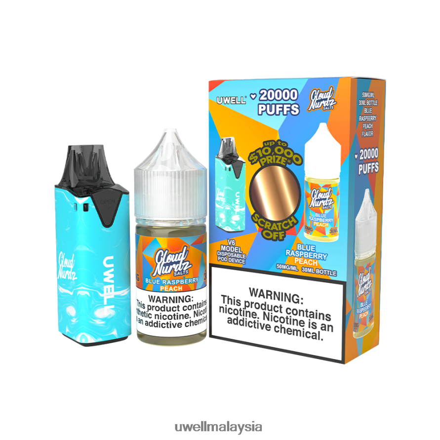 UWELL Online Shop - X6BB62220 UWELL V6 alat pakai buang + jus daddy's vapor 30ml - collab bundle clr: kuning/flv: kegilaan tembikai 50mg